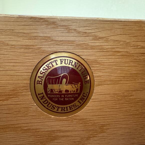 Bassett Mayan Walnut King Headboard Credenza Secretary 2 Nightstands MCM 5 piece - Picture 7 of 16